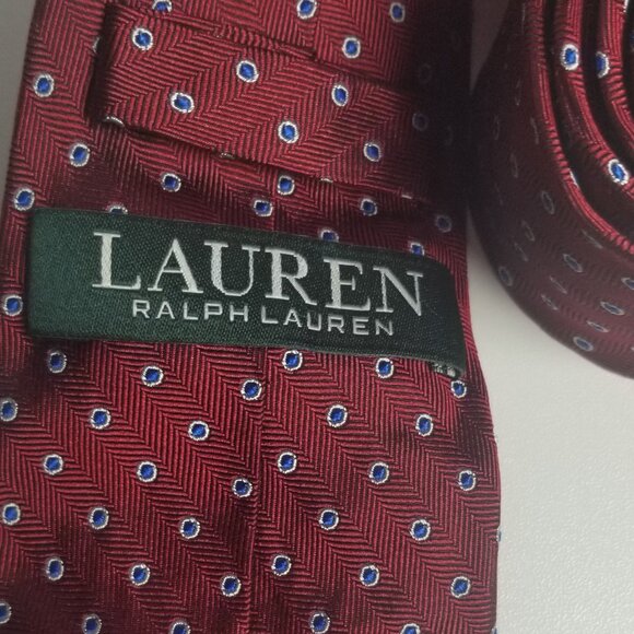 Lauren Ralph Lauren Men's Silk Burgundy Tie - Picture 3 of 7